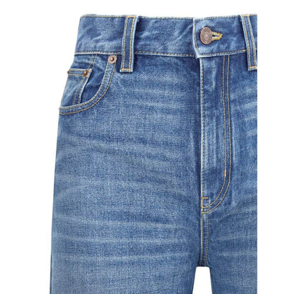 Chloé Blue Cotton Flared Jeans showcasing high waist and five-pocket design