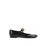 Alt Tag: Chloé Chloè Mary-Jane Polly Ballerina Flats with oversized gold buckle, patent effect, made of 100% calf leather