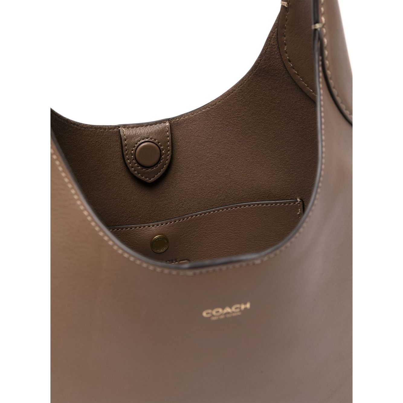 Coach Brooklyn leather hobo bag in light brown calf leather with logo stamp, magnetic fastening, and single shoulder strap