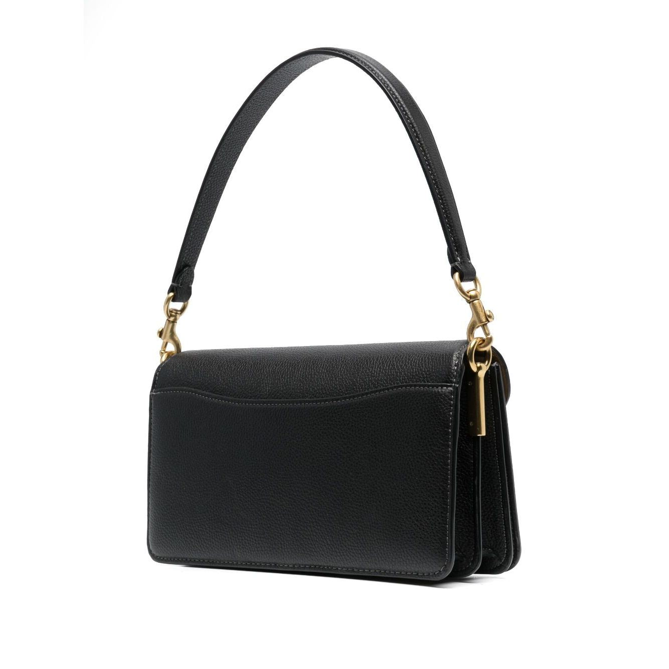 Coach Tabby 26 leather shoulder bag in black with removable handle and adjustable strap.