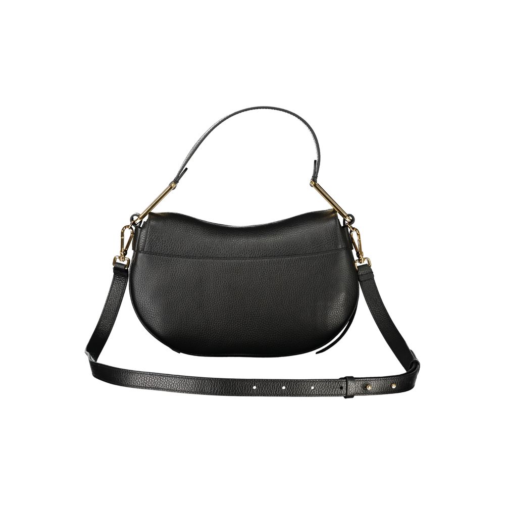 Coccinelle Black Leather Women Handbag with adjustable strap and sleek design, featuring brand logo - luxury and practicality combined.