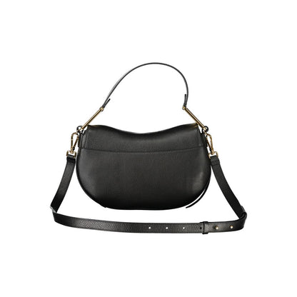 Coccinelle Black Leather Women Handbag with adjustable strap and sleek design, featuring brand logo - luxury and practicality combined.