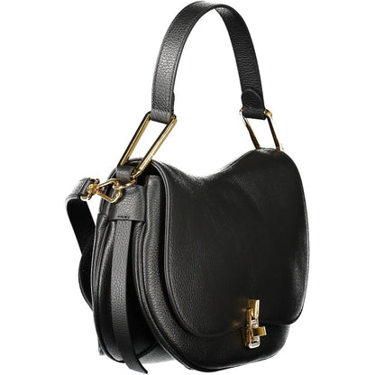 Coccinelle Black Leather Women Handbag with sleek design, removable handle, and adjustable strap, showcasing luxury and practicality.