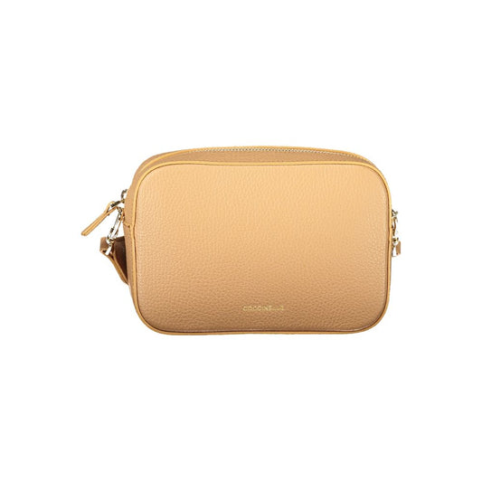 Coccinelle Brown Leather Women Handbag with adjustable strap, premium leather, elegant design, and zip closure.