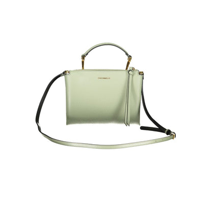 Coccinelle Green Leather Women Handbag with detachable handle and adjustable strap, showcasing premium Italian craftsmanship.