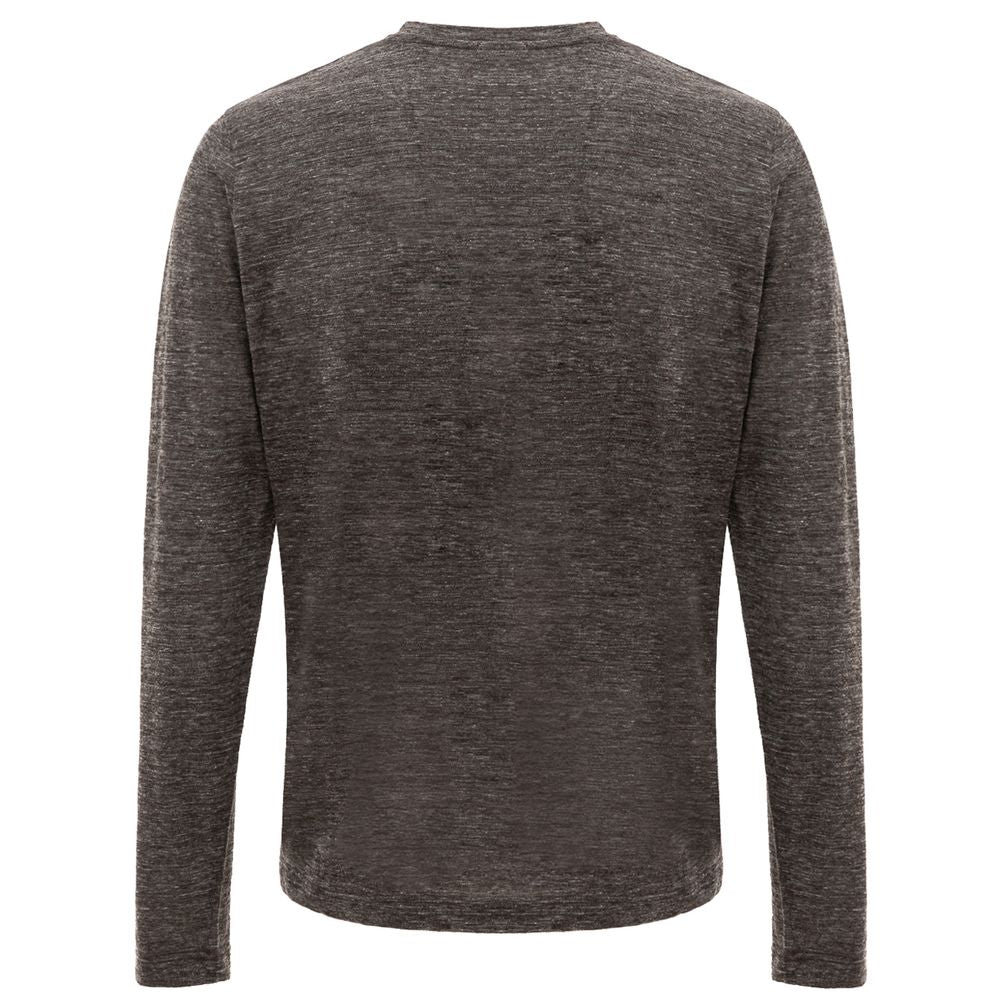 Back view of Corneliani Gray Wool T-Shirt, long-sleeve crew neck, made from wool blend, Italian craftsmanship.
