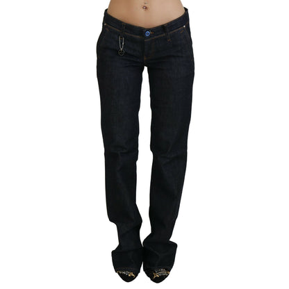 Costume National Blue Low Waist Straight Denim Pants Jeans
