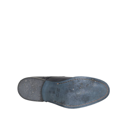 Daniele Alessandrini Blue Leather Wingtip Lace-up Formal Derby Shoes