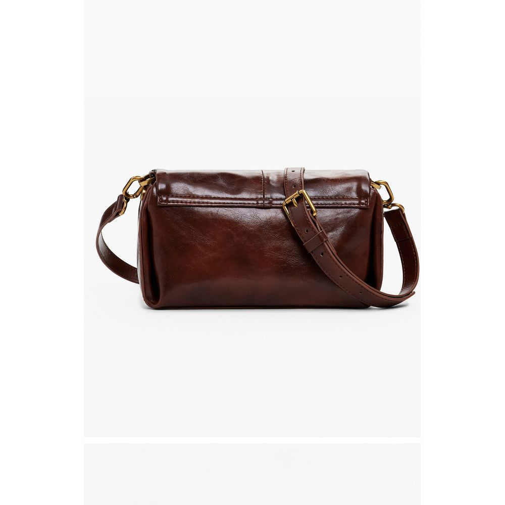 Desigual Brown Polyethylene Women Handbag featuring a sleek, adjustable strap and stylish design ideal for various occasions.
