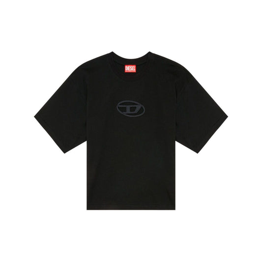 Diesel T-shirts and Polos Black - Black stretch-cotton T-Angie t-shirt with crew neck, cap sleeves, and cut-out detailing.