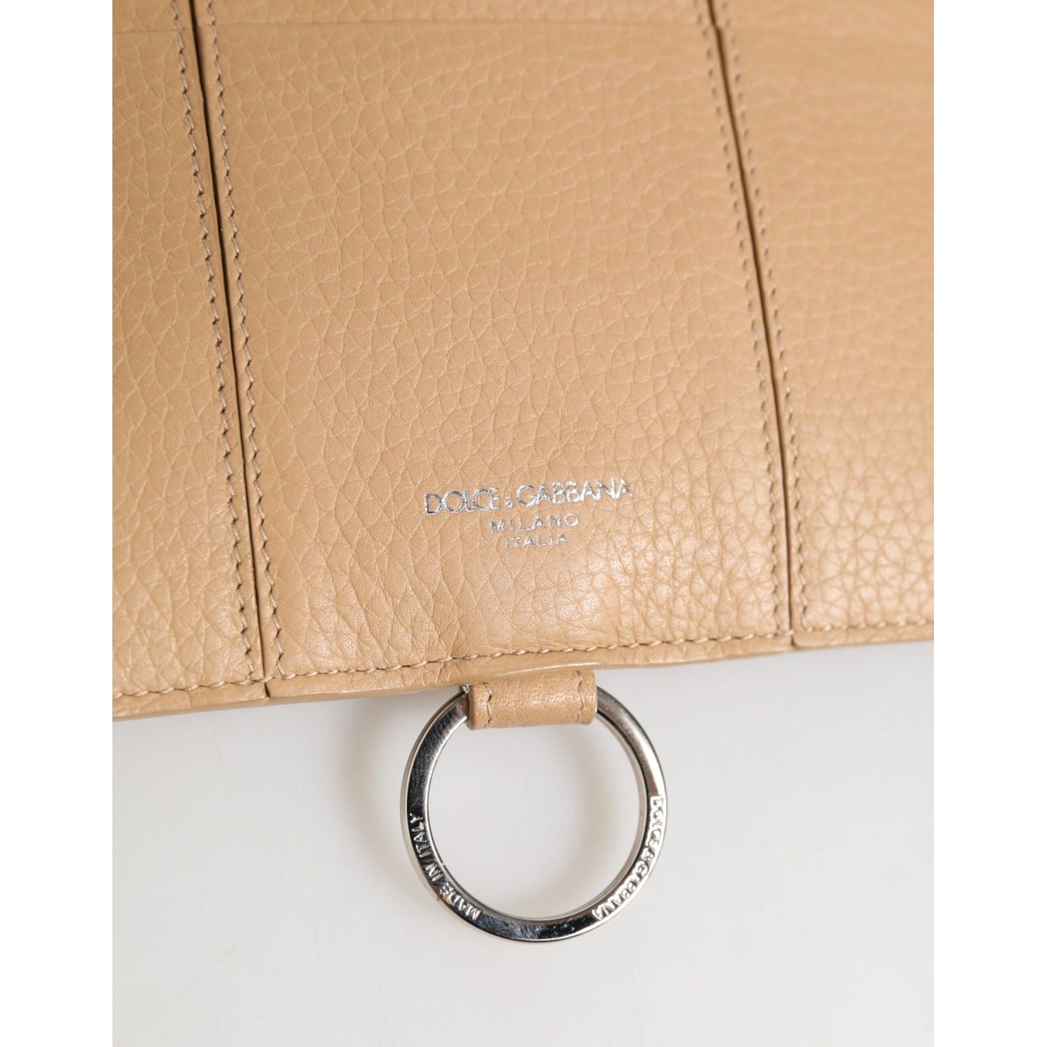 Dolce & Gabbana Beige Calfskin Leather Large Crossbody Card Holder Wallet