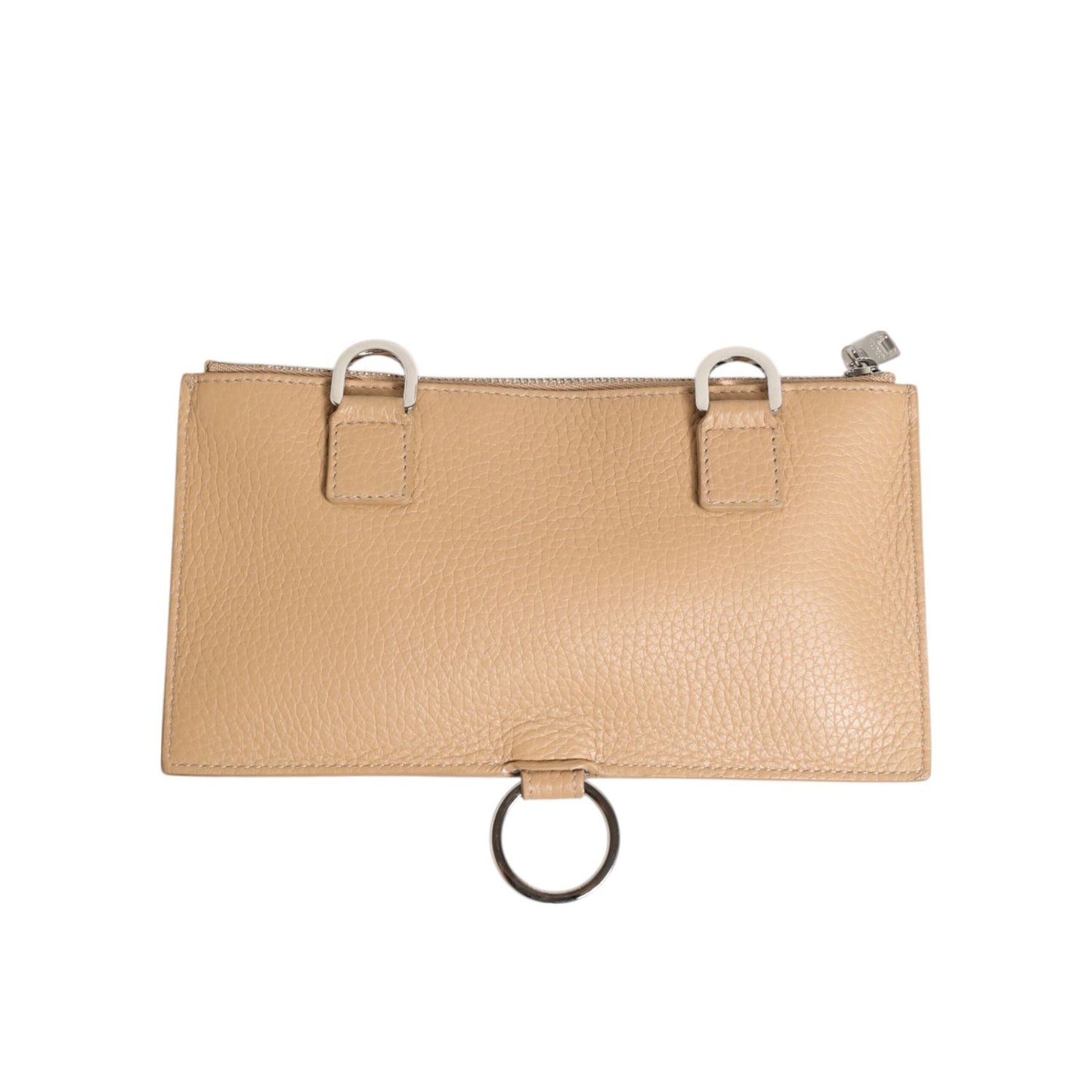 Dolce & Gabbana Beige Calfskin Leather Large Crossbody Card Holder Wallet