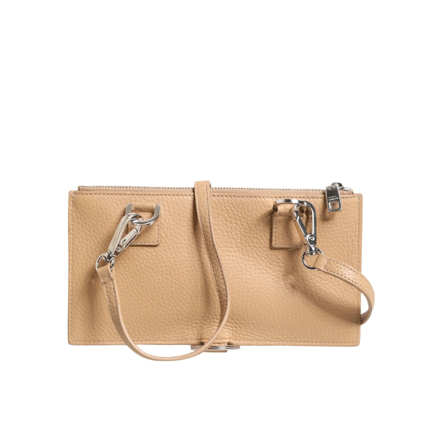 Dolce & Gabbana Beige Calfskin Leather Large Crossbody Card Holder Wallet