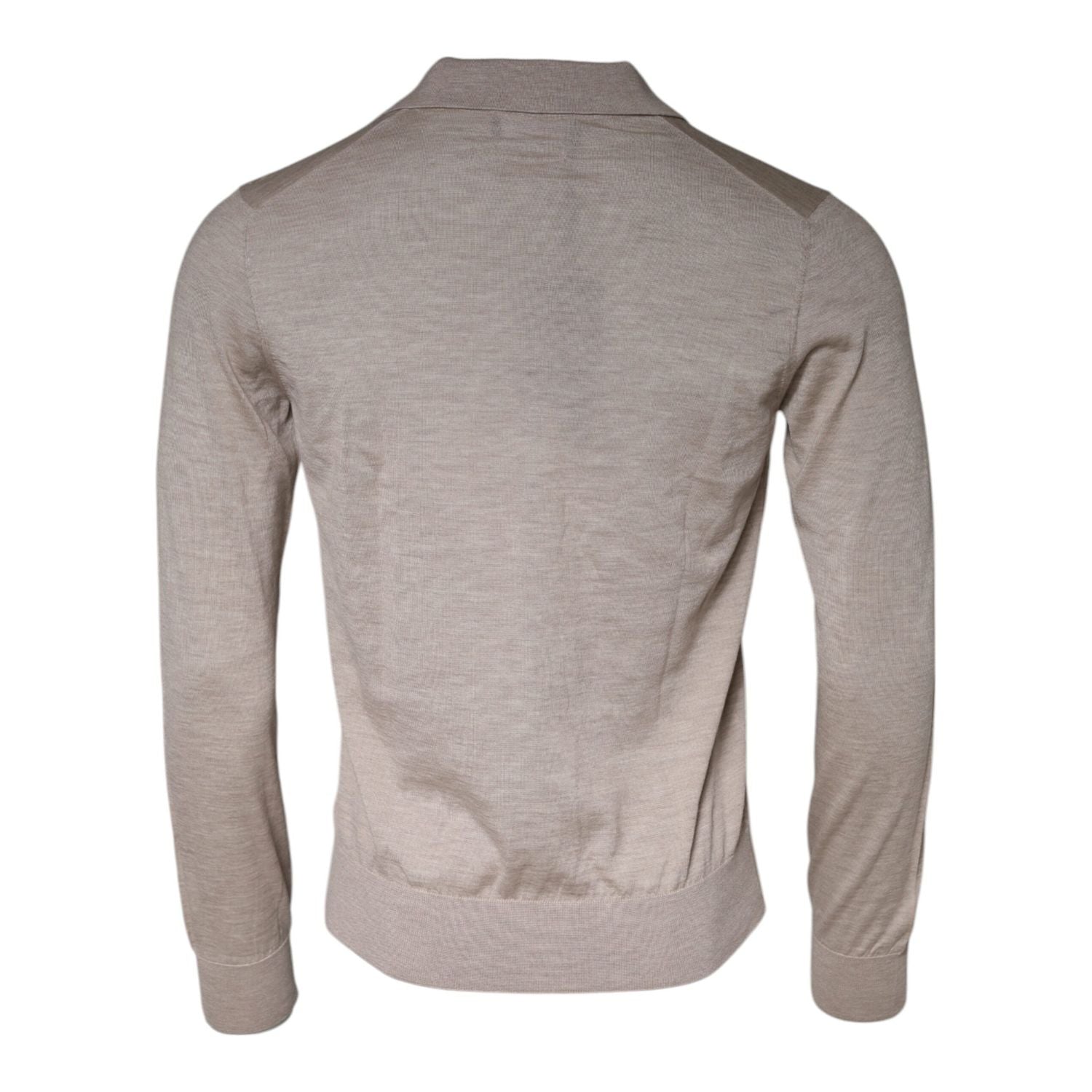 Dolce & Gabbana Beige Cashmere Knit Collared Pullover Sweater