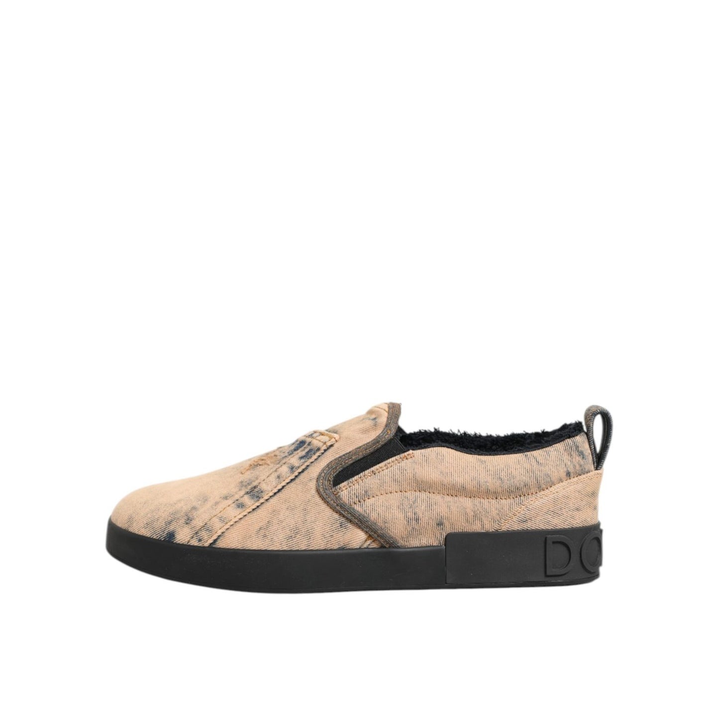 Dolce & Gabbana Beige Cotton Low Top Slip On Sneakers Shoes