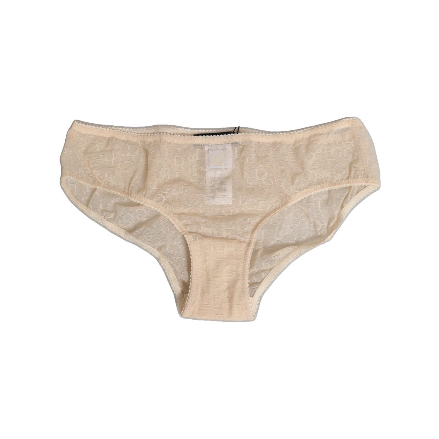 Dolce & Gabbana Beige DG Logo Lace Mid Waist Panty Underwear