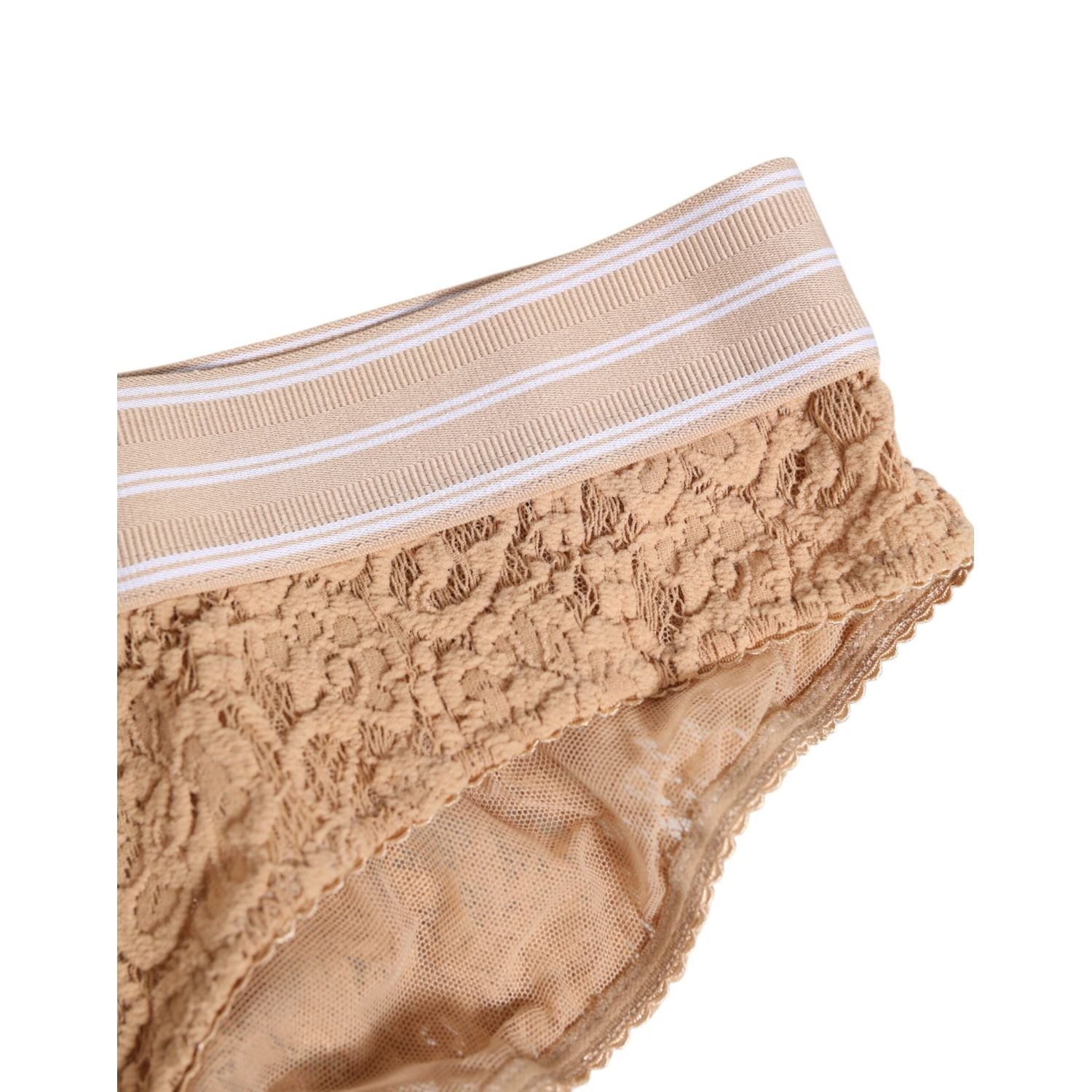 Dolce & Gabbana Beige Lace Brasiliano Briefs Logo Waistband Underwear