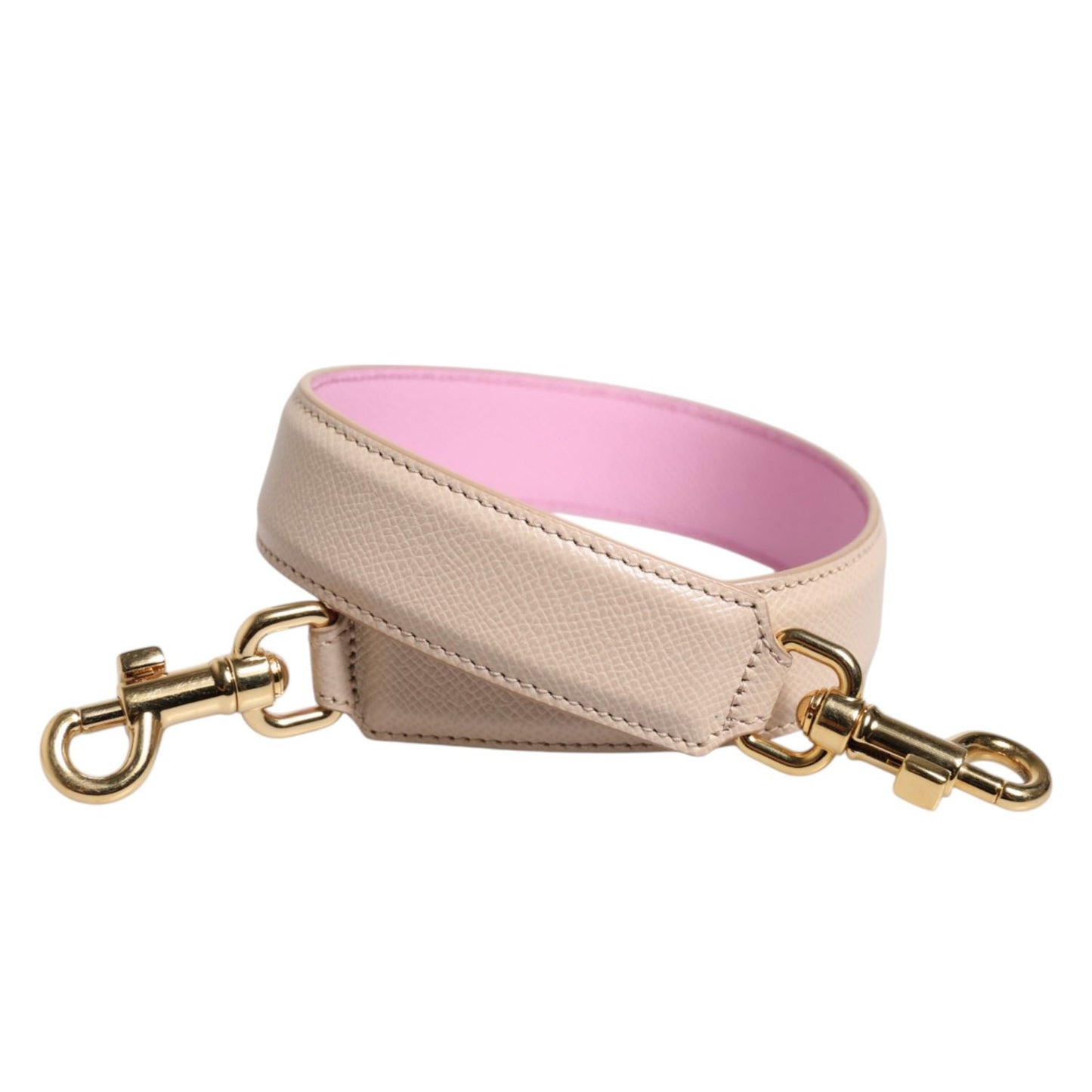 Dolce & Gabbana Beige Pink Leather Handbag Accessory Shoulder Strap