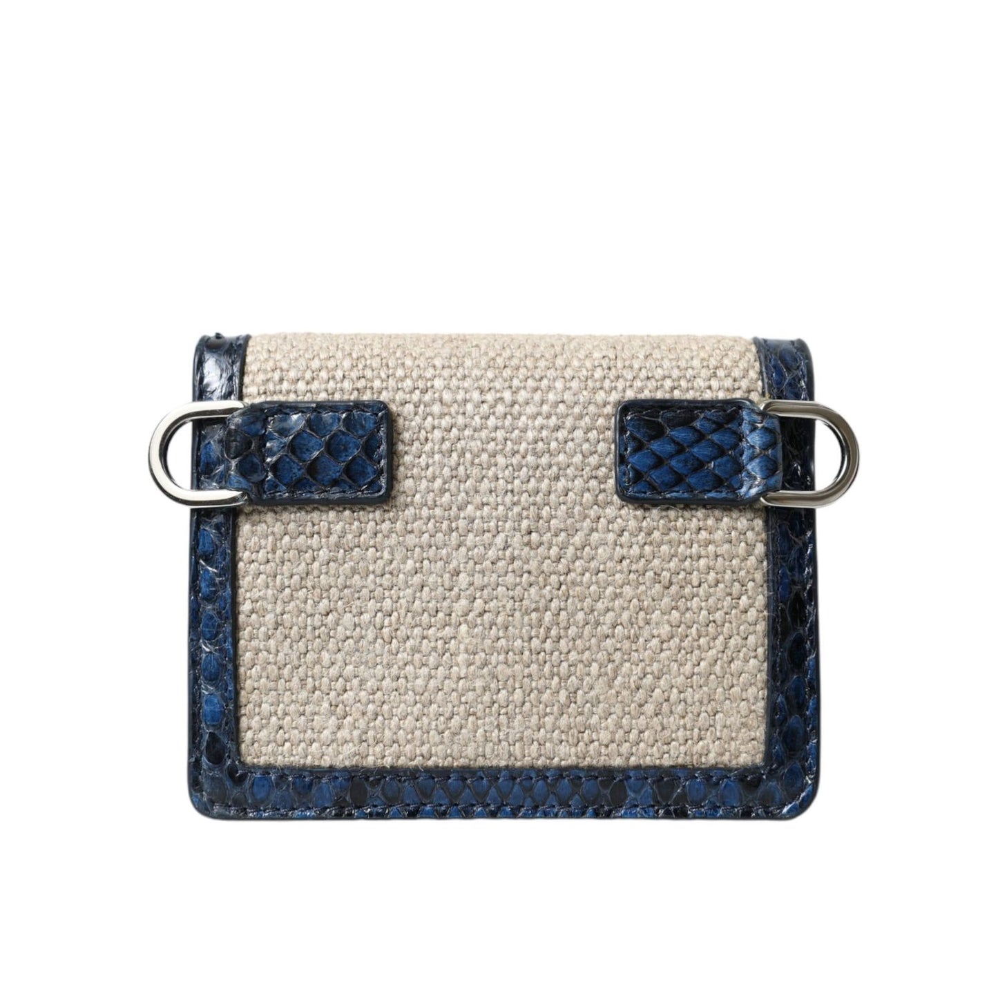Dolce & Gabbana Beige Raffia Blue Leather Trim Mini Shoulder Purse Crossbody Bag