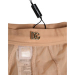 Dolce & Gabbana Beige Sheer Mesh High Waist Briefs Underwear with DG logo and tag