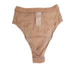 Dolce & Gabbana Beige Sheer Mesh High Waist Briefs Underwear with elastic waistband and subtle DG logo detail.