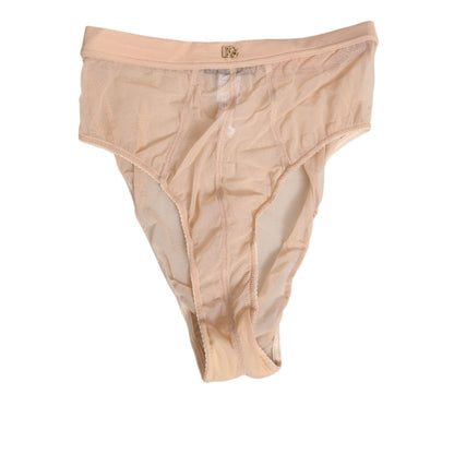 Dolce & Gabbana Beige Sheer Mesh High Waist Panty Underwear