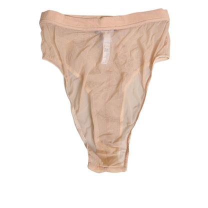 Dolce & Gabbana Beige Sheer Mesh High Waist Panty Underwear