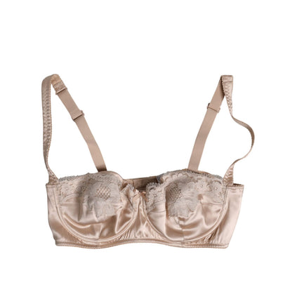 Dolce & Gabbana Biege Silk Underwired Balconette Bra Underwear