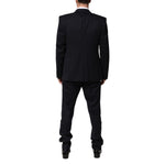 Back view of Dolce & Gabbana Black 3 Piece Wool Silk Blend Suit SICILIA featuring jacket and trousers.