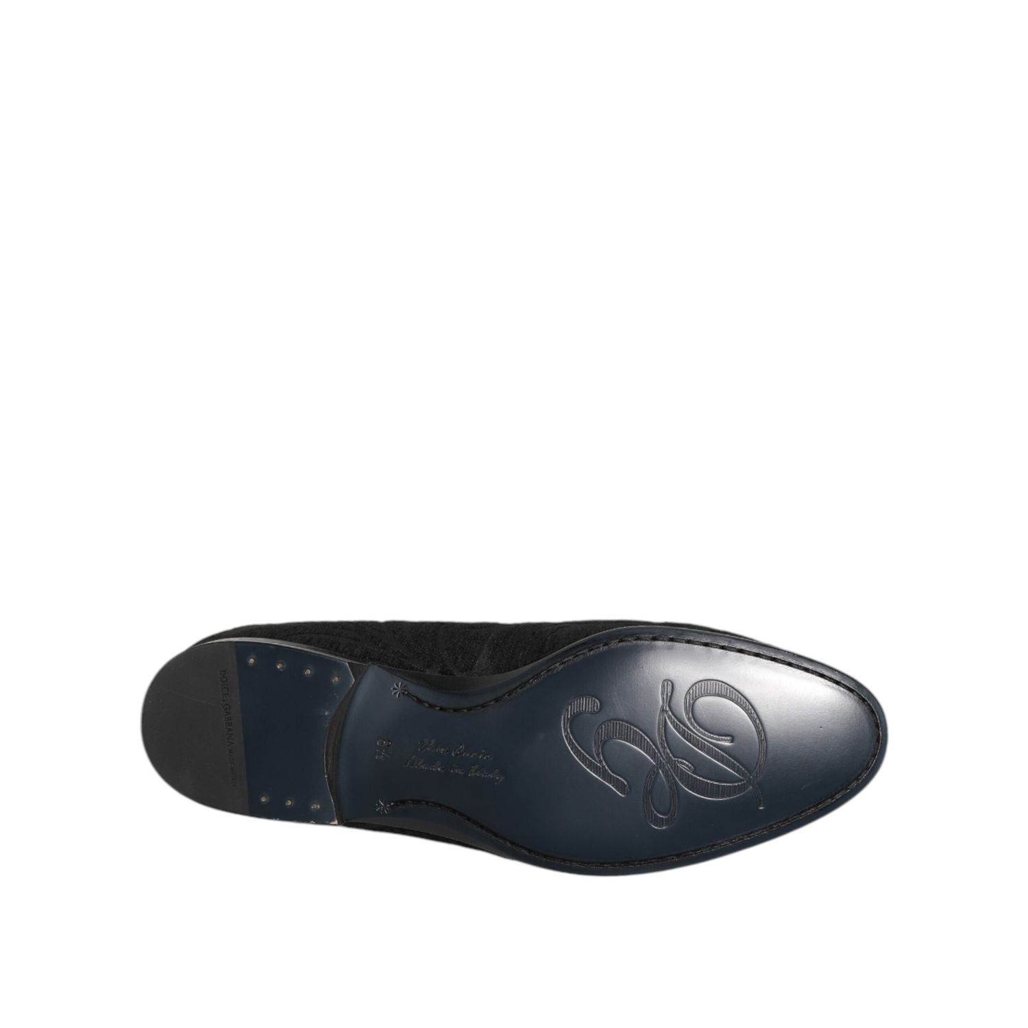 Dolce & Gabbana Black Brocade Crown Loafers Dress Shoes