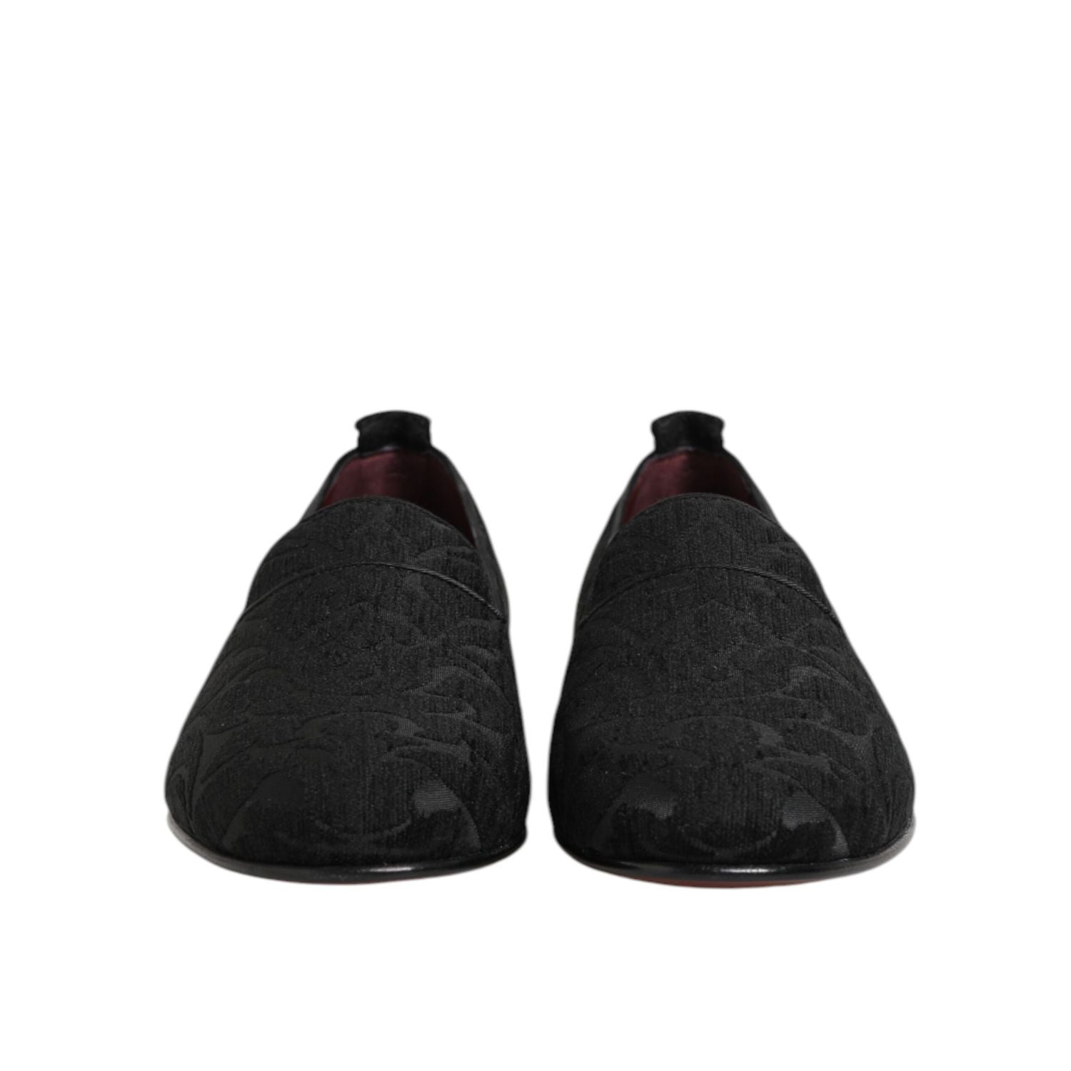 Dolce & Gabbana Black Brocade Loafers Slip On Men Dress Shoes