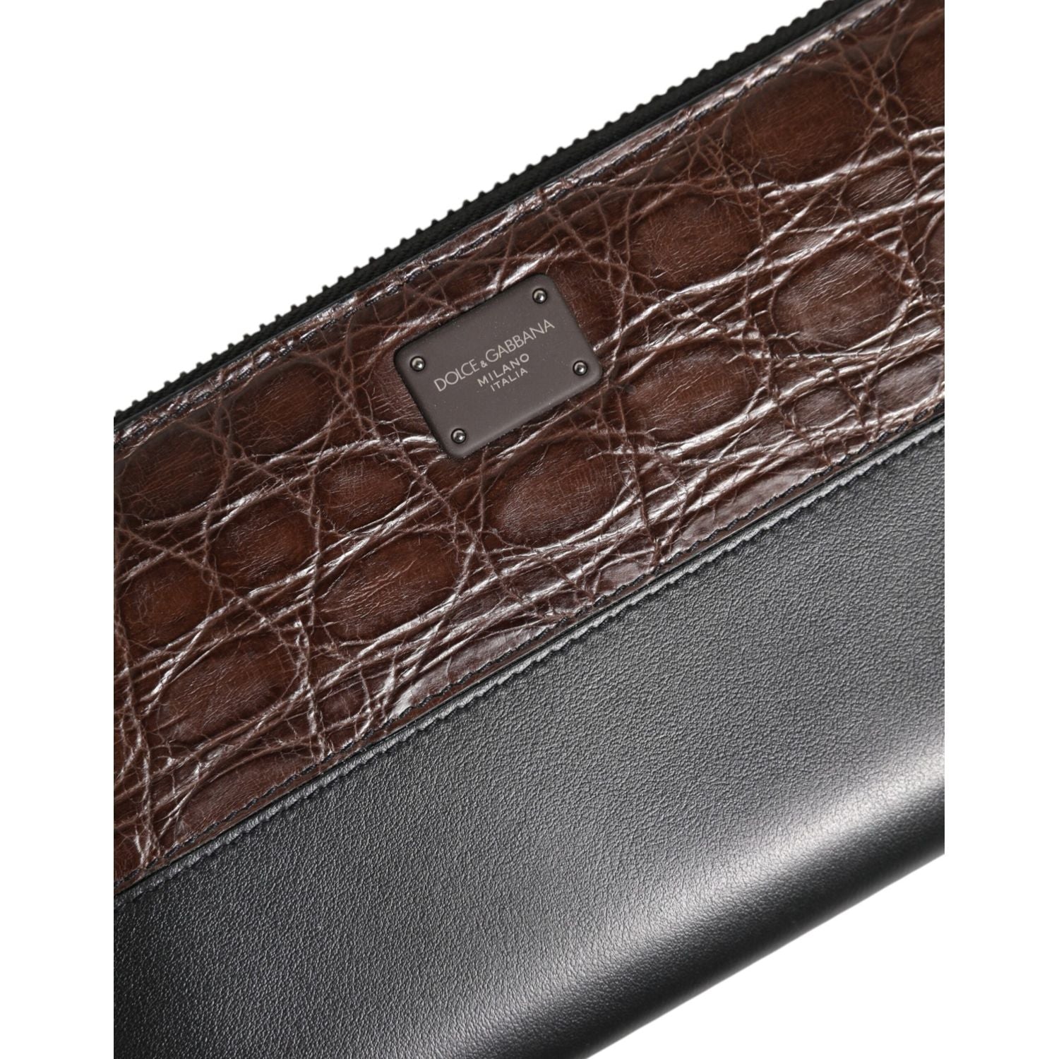 Dolce & Gabbana Black Brown Exotic Leather Men Continental Clutch Wallet