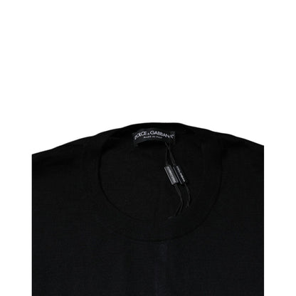 Dolce & Gabbana Black Cashmere Crew Neck Pullover Sweater
