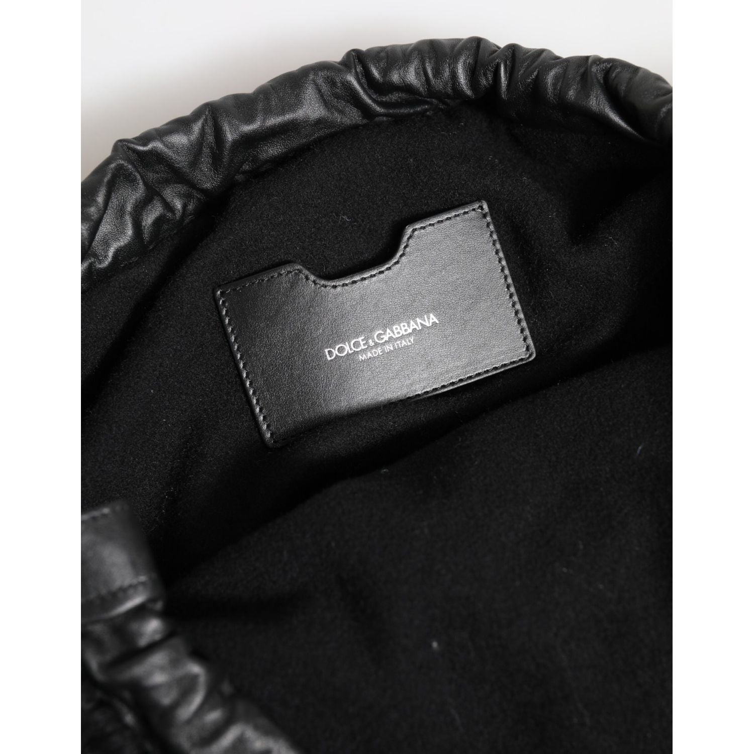 Dolce & Gabbana Black Cashmere Knitted Leather Shoulder Women Borse Bag