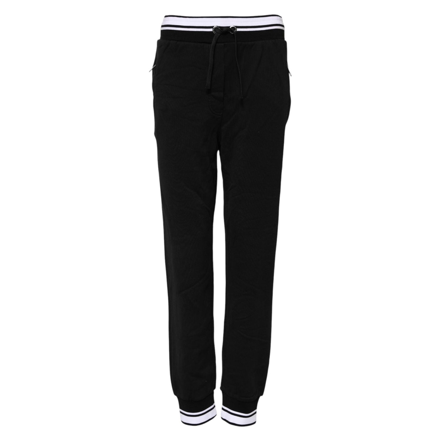 Dolce & Gabbana Black Cotton Mid Waist Jogger Pants
