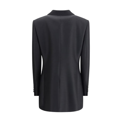 Dolce & Gabbana Black Fleece Wool Blazer back view with four-button closure and central back slit.