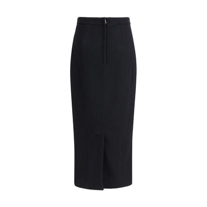 Dolce & Gabbana Black Fleece Wool Long Skirt