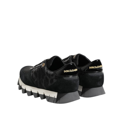 Dolce & Gabbana Black Gray Leopard Low Top Sneakers Shoes