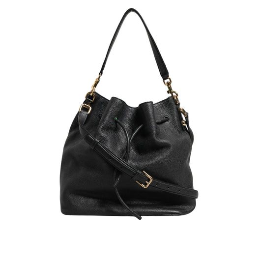 Dolce & Gabbana Black Leather Shoulder Crossbody Bucket Women Borse Bag - Authentic preowned design with logo hardware