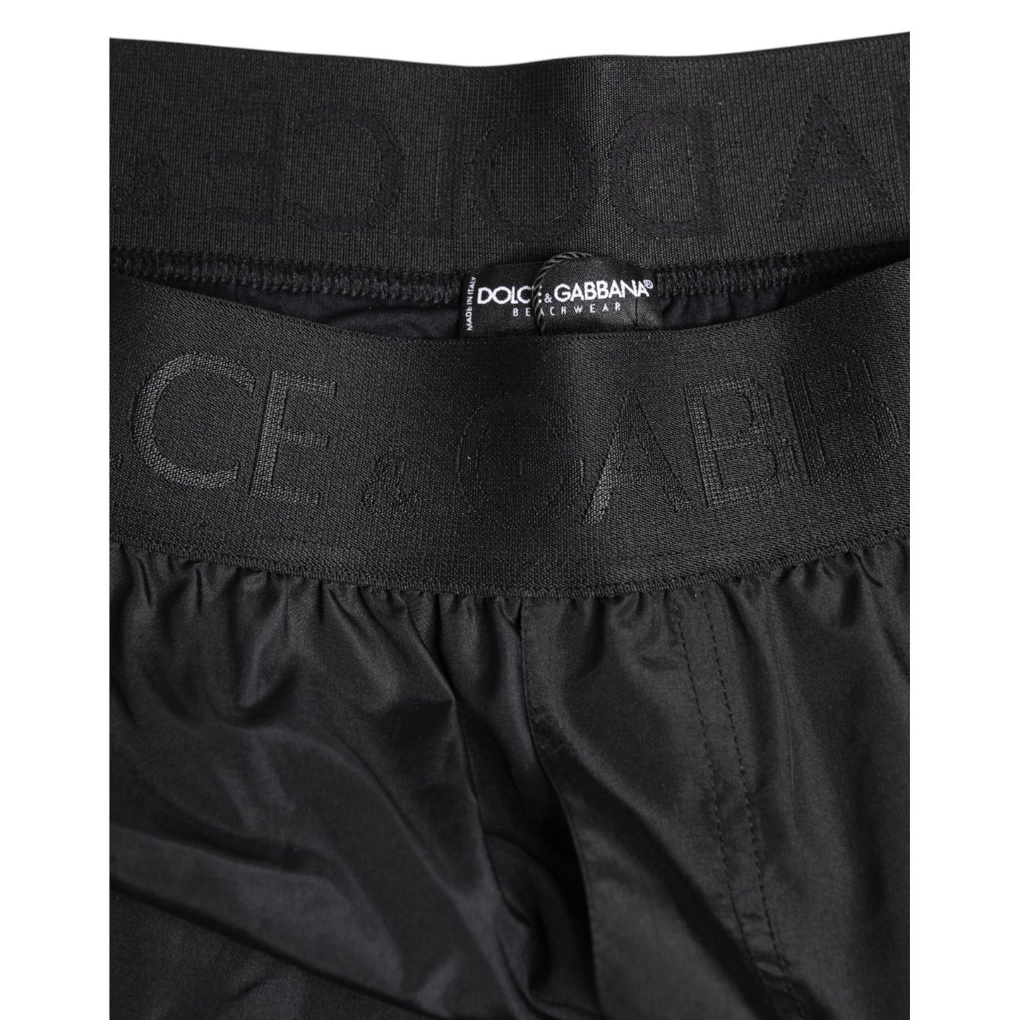 Dolce & Gabbana Black Logo Print Beachwear Men Shorts Swimwear