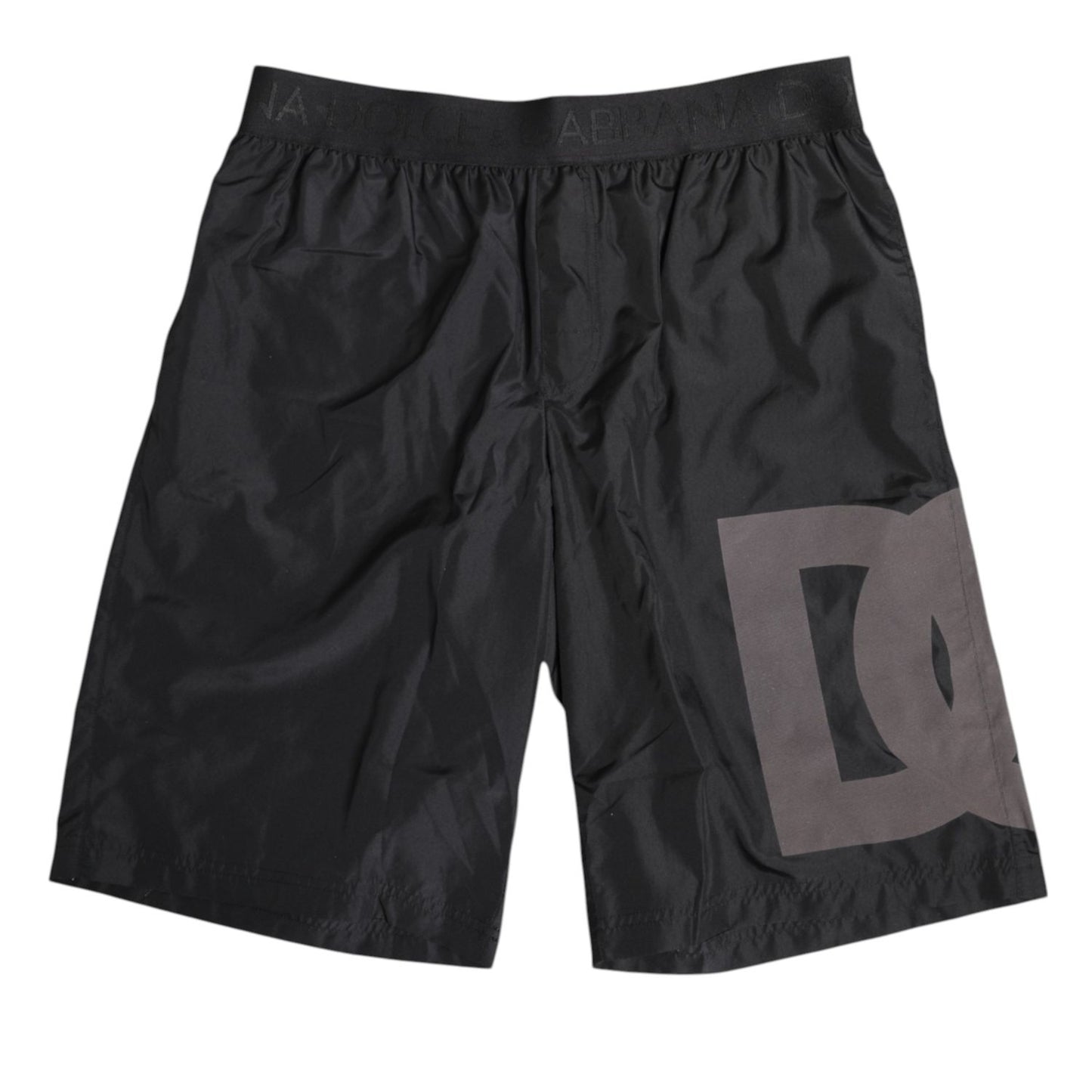Dolce & Gabbana Black Logo Print Beachwear Men Shorts Swimwear