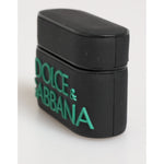 Dolce & Gabbana Black Mint Rubber Logo Embossed Accessory Airpods Case featuring durable TPU design and bold DG branding.