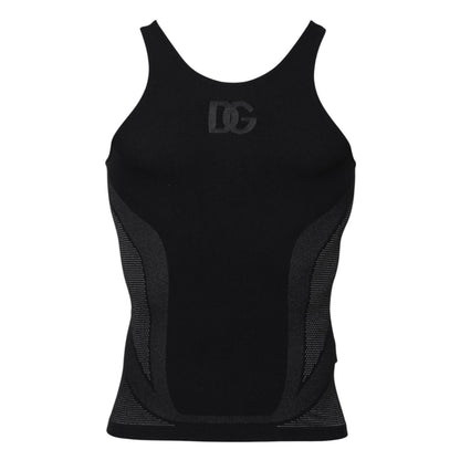 Dolce & Gabbana Black Nylon Sleeveless Underwear Tank T-shirt