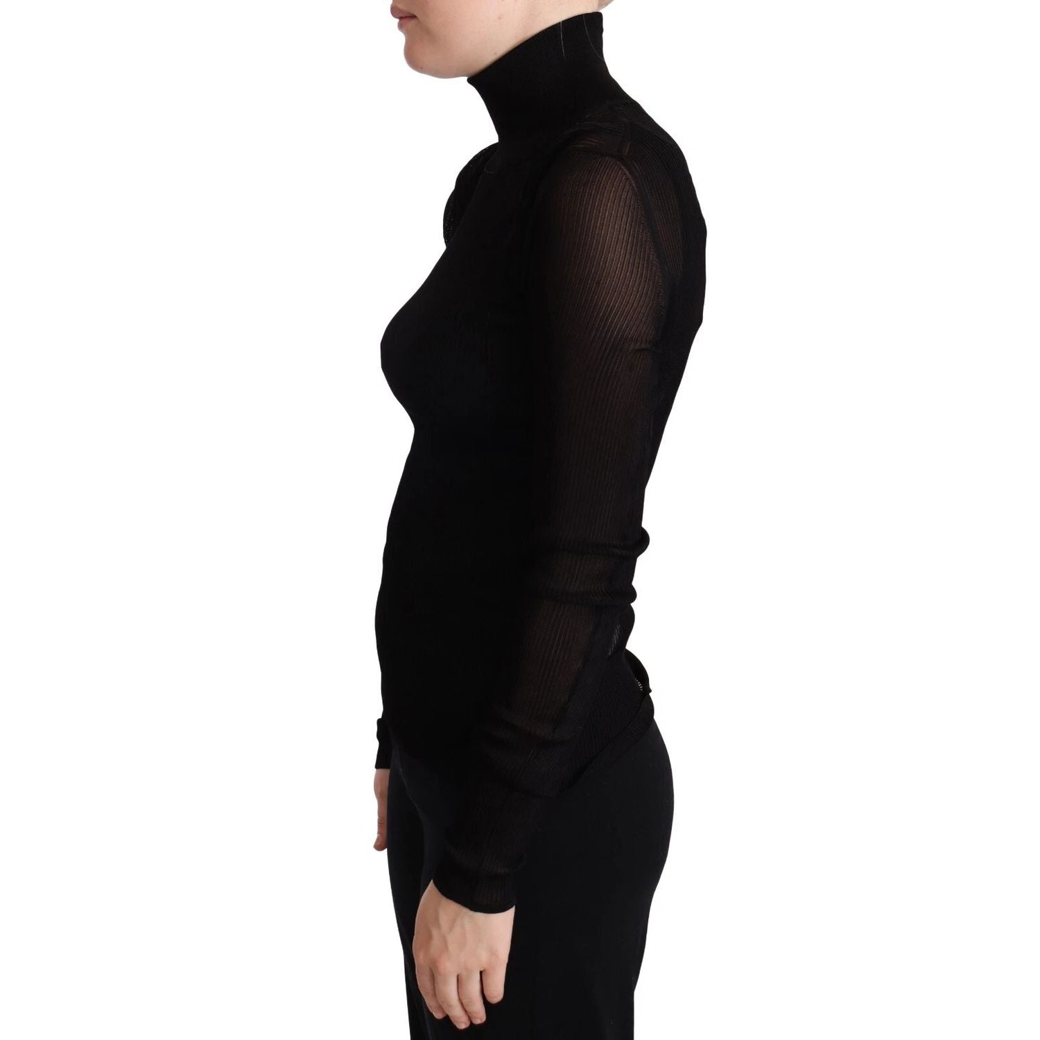 Dolce & Gabbana Black Turtleneck Form Fitting Pullover Sweater
