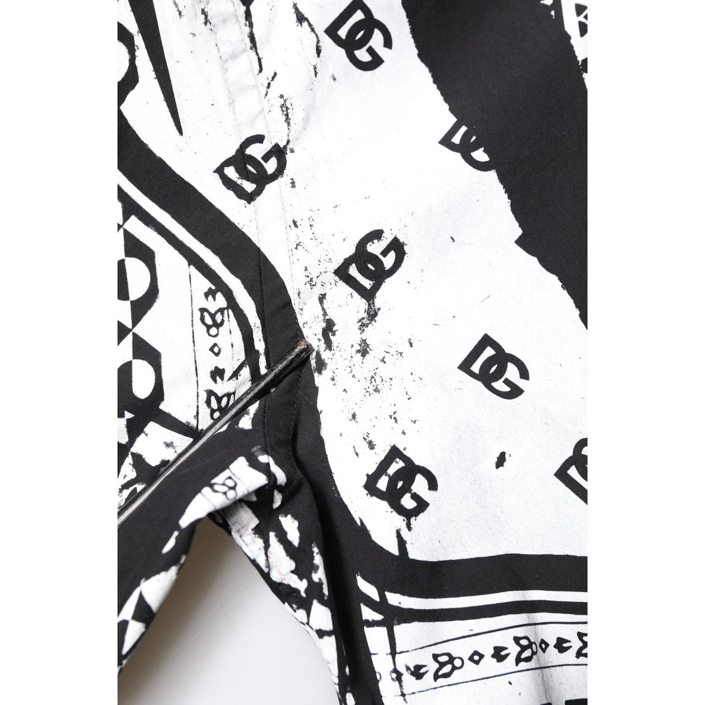 Dolce & Gabbana Black White Bandana MARTINI Casual Shirt with logo details and unique black and white design
