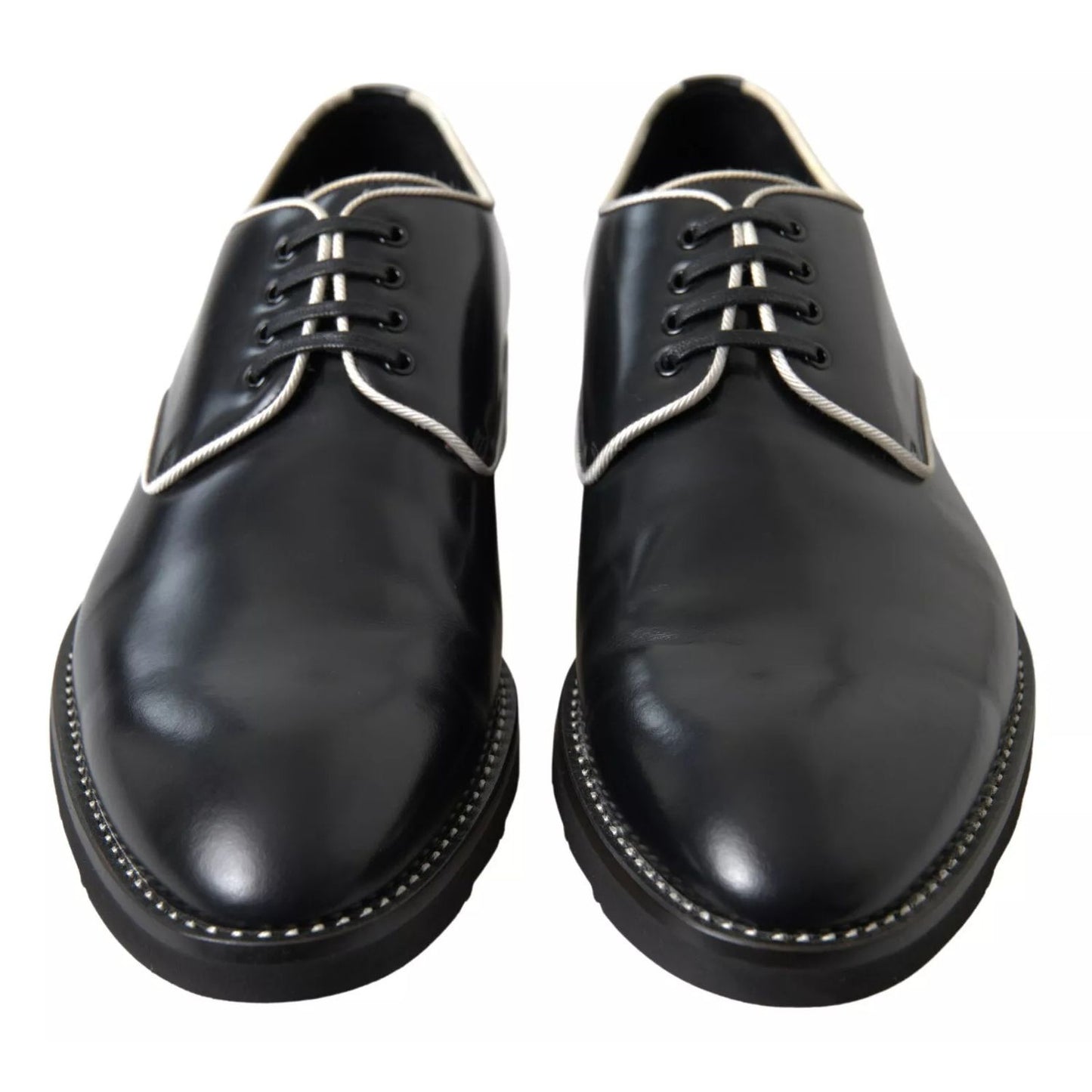 Dolce & Gabbana Black White Leather Formal Dress Shoes, elegant Italian design, premium quality, 100% leather, exclusive craftsmanship.