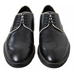 Dolce & Gabbana Black White Leather Formal Dress Shoes, elegant Italian design, premium quality, 100% leather, exclusive craftsmanship.