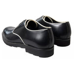 Dolce & Gabbana Black White Leather Formal Dress Shoes, rear view showing quality craftsmanship and elegant design, made in Italy.
