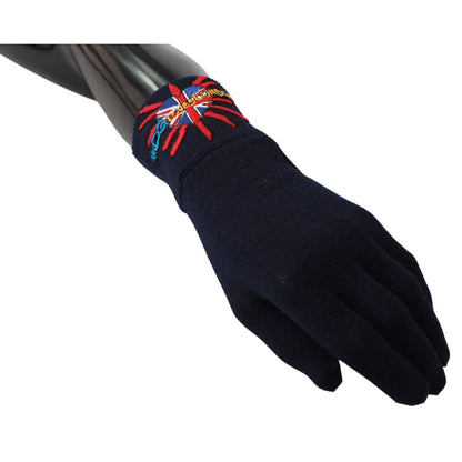 Dolce & Gabbana Blue #DGLovesLondon Embroidered Wool Gloves