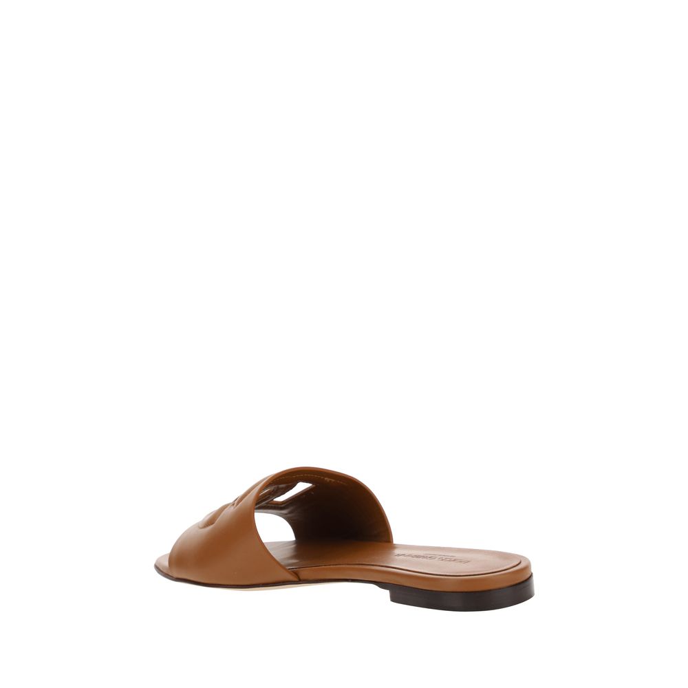 Dolce & Gabbana Brown Calf Leather Bos Taurus Sandals